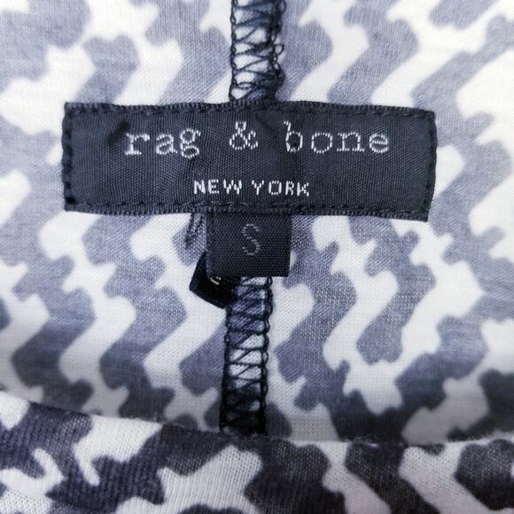 RAG & BONE Top Black & White Crop Round Neck Tee Long Sleeve - Size Small - Picture 5 of 7